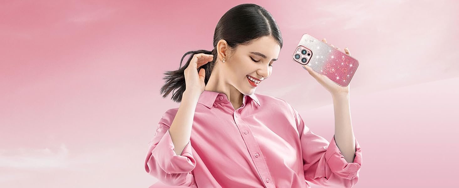 XINYEXIN Transparent Glitter Case for Google Pixel 8 Pro, Women Girls Bling Diamond Phone Case Ultra Thin Slim Portable Shockproof Protective Cover - Blue 24 1