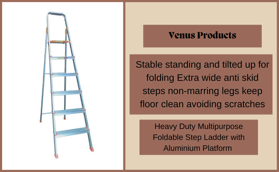 Venus 6 Step Multipurpose Foldable Aluminium Step Ladder Slip