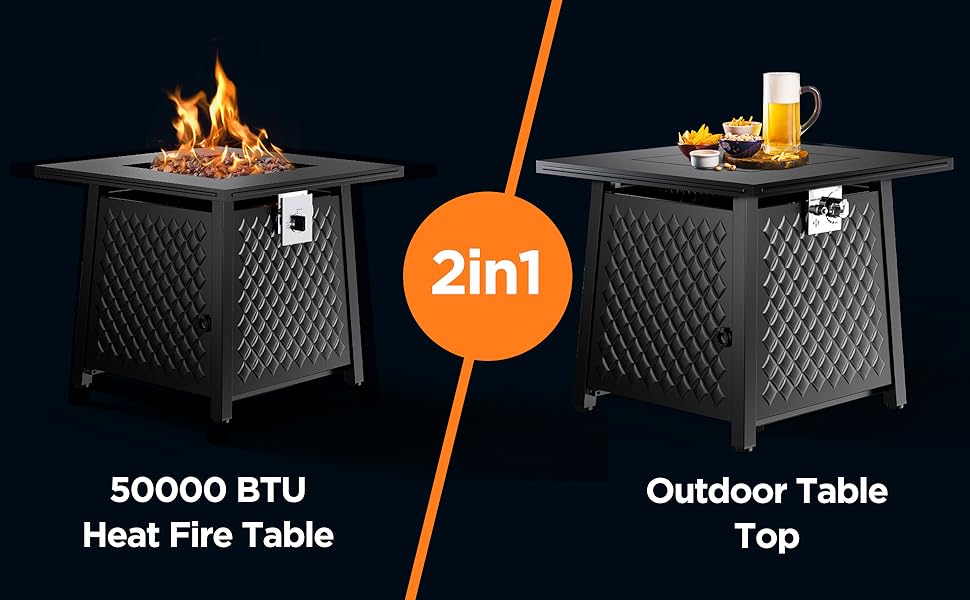 Ciays 32 Inch Gas Fire Pit Table， 50,000 BTU Propane Fire