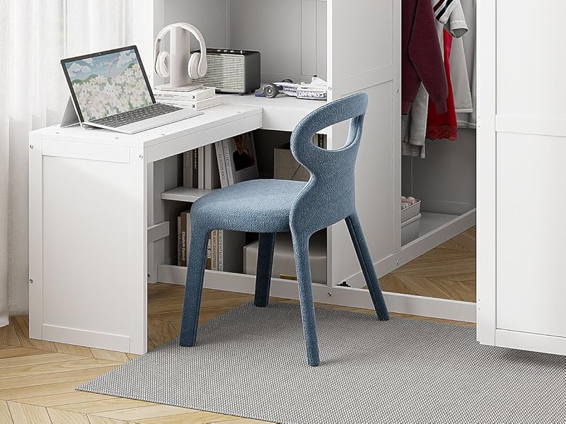 Merax Full Size Loft Bed, Wood Bedframe with Wardrobe, Desk