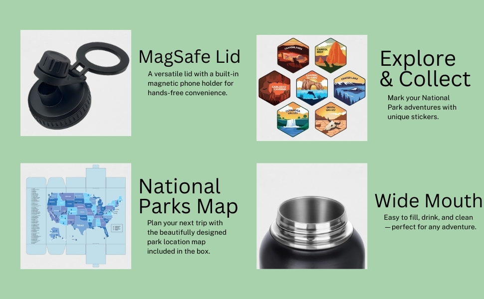 national parks water bottle, hiker's go water bottle, camping, hiking essentials, outdoor adventure