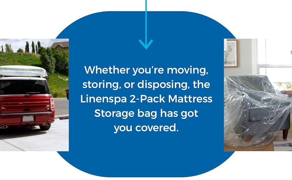 LINENSPA 2Pack Mattress Bag for Moving and Storage for Twin / Twin XL