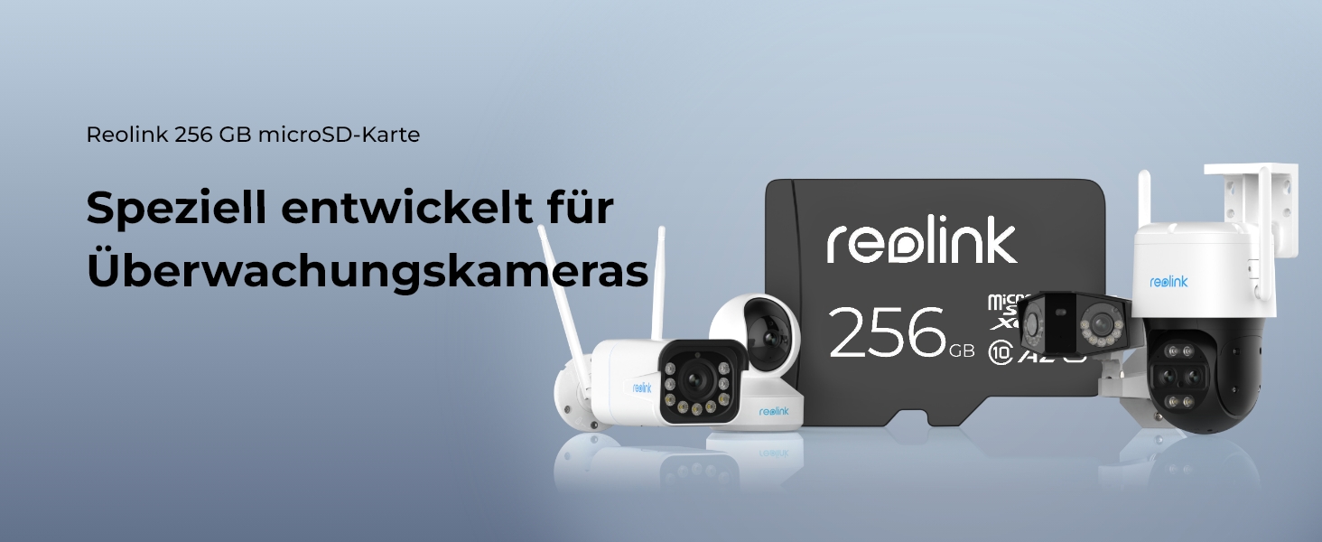 Reolink 256GB Micro SD Karte, Klasse 10 A2 U3 MicroSDXCHochgeschwindigkeitsspeicherkarte