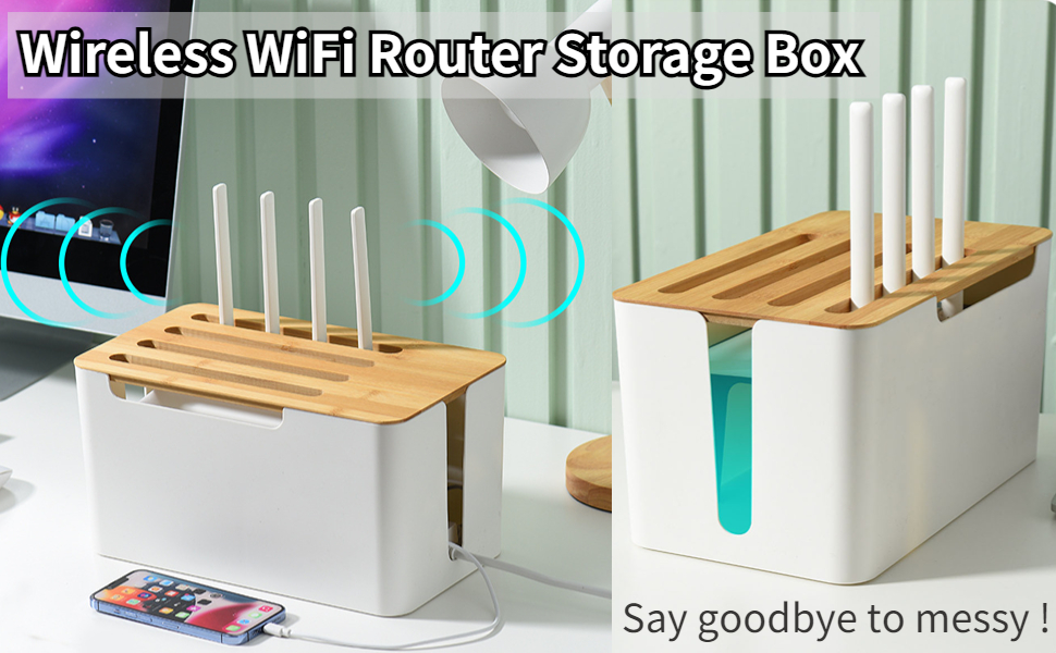 Asixxsix Wireless WiFi Router Storage Box, Modem Router Cover Desktop WiFi Router Storage Rack