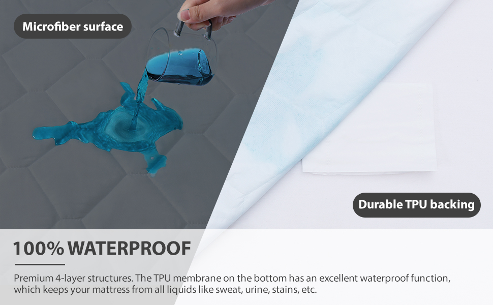 King Waterproof Mattress Protector, Breathable Noiseless Mattress Cover