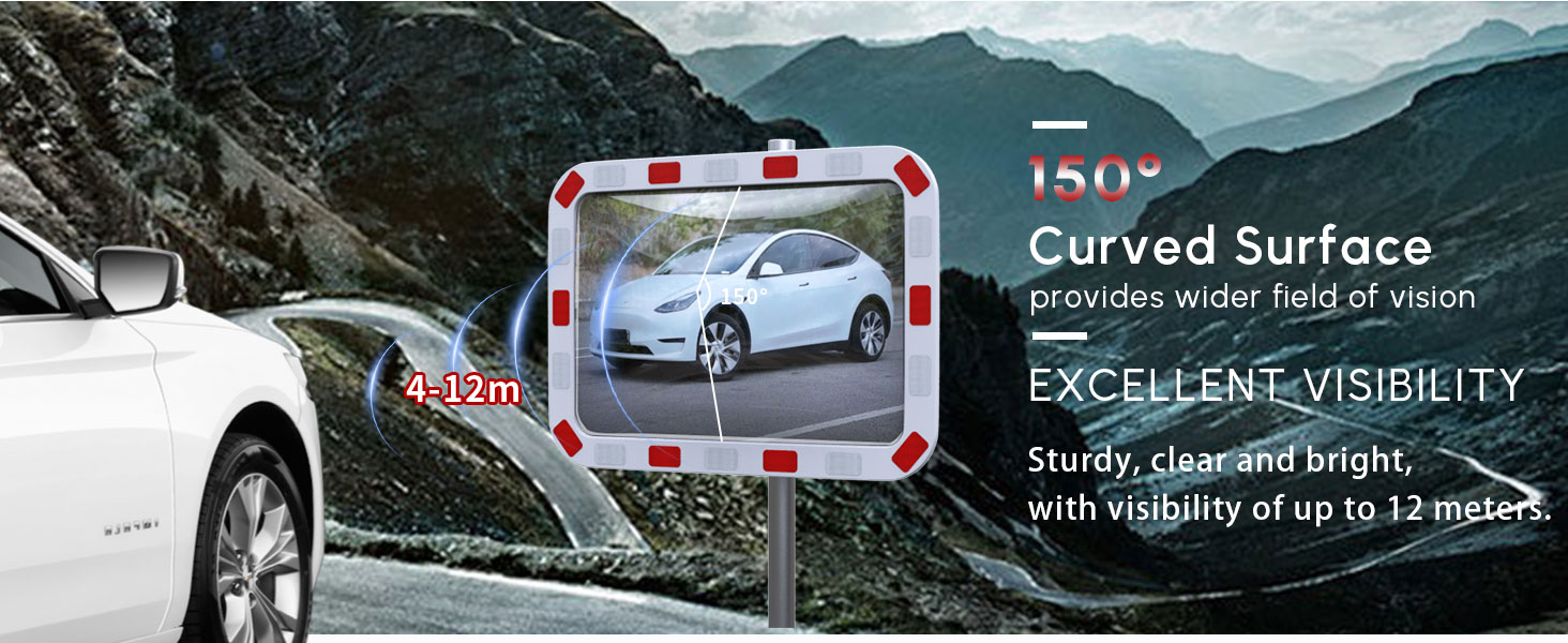 24 inch adjustable convex security mirror