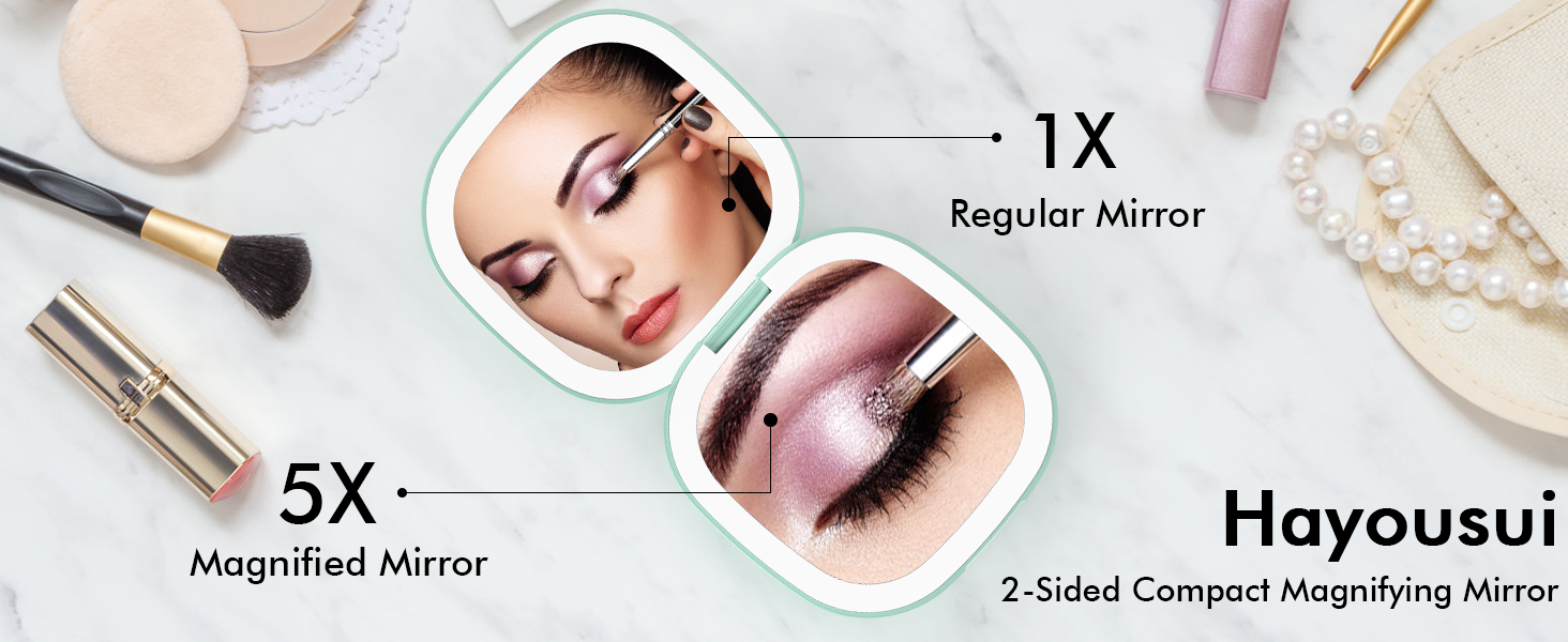 Hayousui Lighted Compact Mirror for Purses Mini Travel