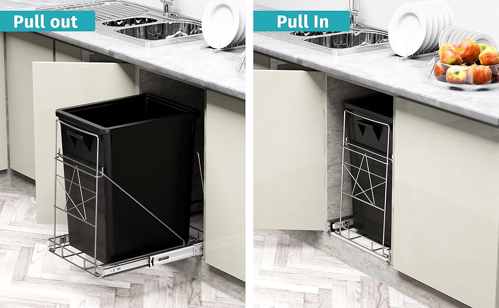 Pull Out Trash Can Under Under Sink Trash Can Pull