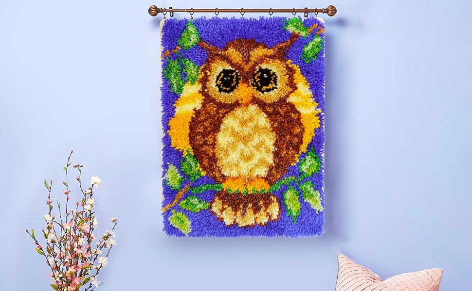 TmppDeco Owl Latch Hook Kits for Adults Kids DIY Latch Hook Rug