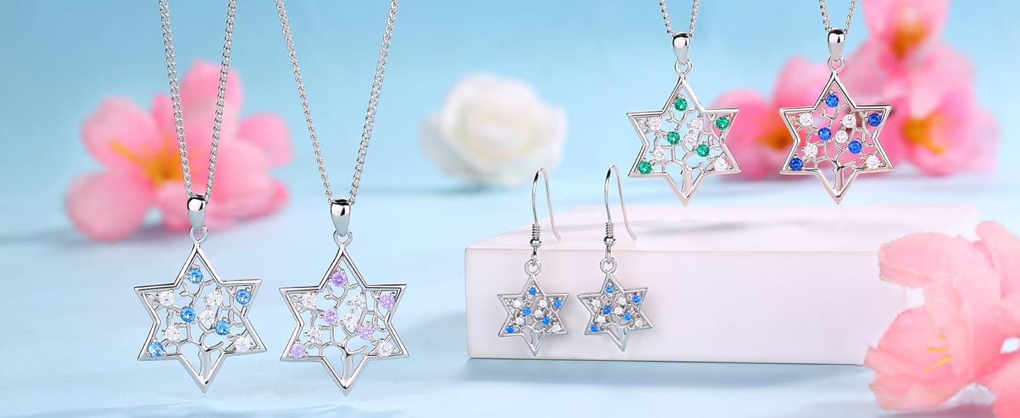 Star of david necklace collection