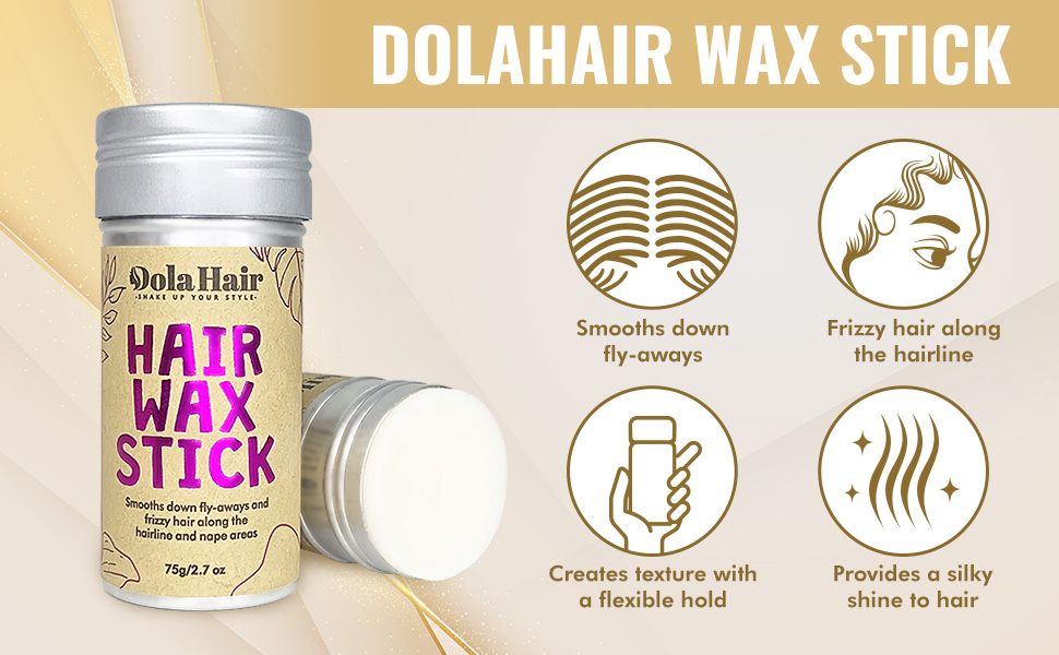 Dolahair Hair Wax Stick with 2 Pcs Lace Melting Band, Elastic Bands for