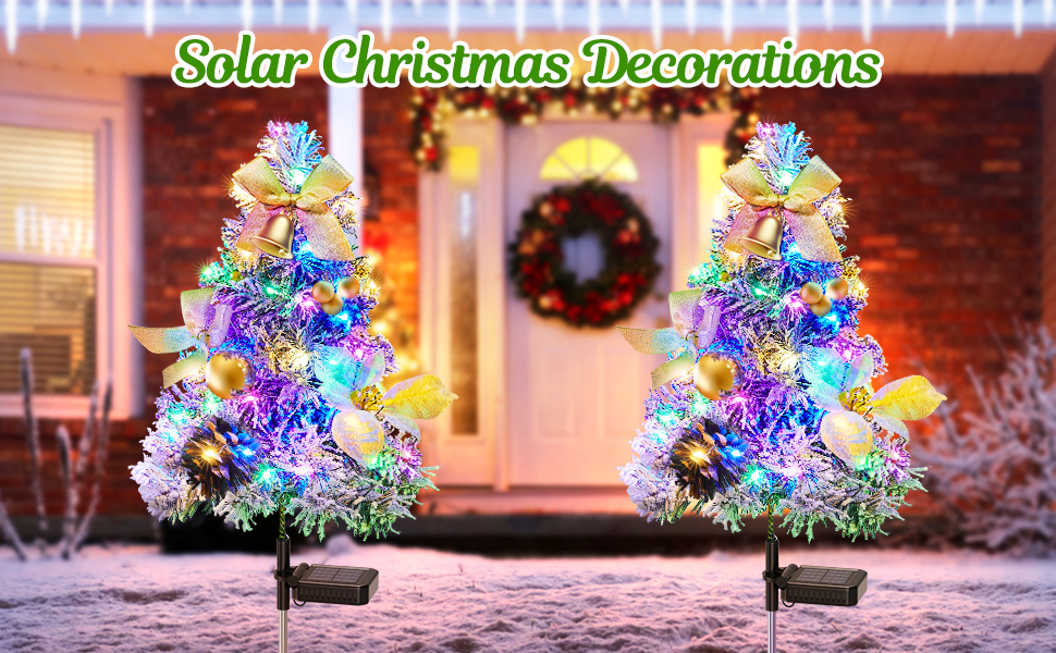 Christmas Decorations Outside Solar Christmas Tree Pathway Lights, 2