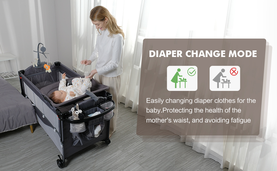 Nookbeya 5 in 1 Baby Bedside Crib,Pack and Play