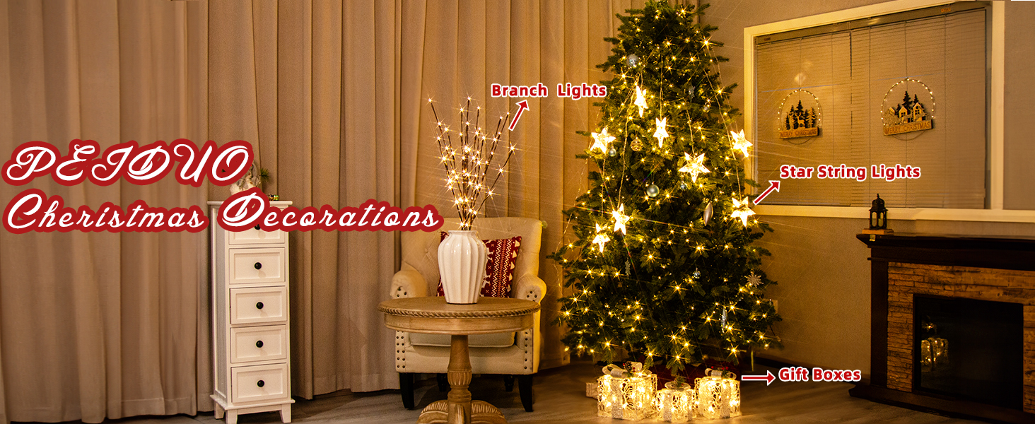 PEIDUO CHRISTMAS DECORATION WITH BRANCH LIGHTS