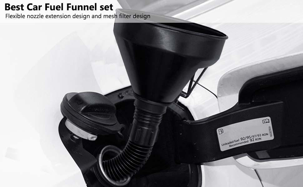 Funnel for Petrol, LONTOM 3 Pcs Right Angle Flexible Plastic Funnel Set