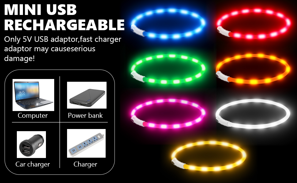 Light Up Dog Collars, Led Dog Collar for Pet Safety in