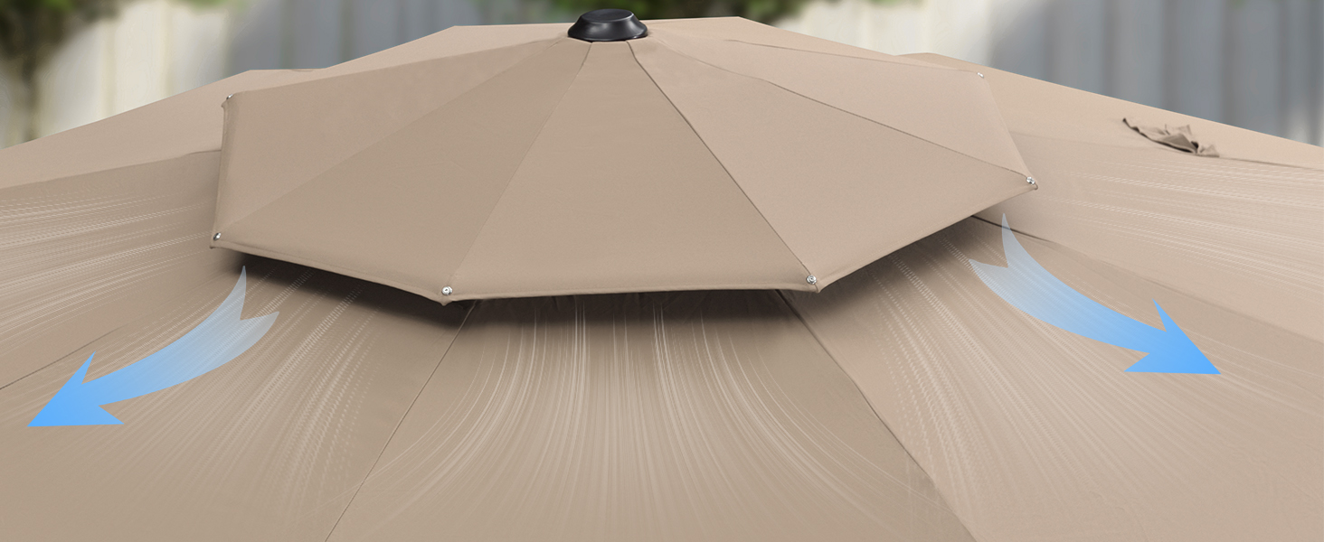 PURPLE LEAF 3.3 M Garden Cantilever Parasol, Large Round Overhanging Patio Umbrella With Crank Handle And Tilt For Balcony And Outdoor, Beige,3.3 M 17 parasol umbrella square parasol umbrella solar garden parasol and stand