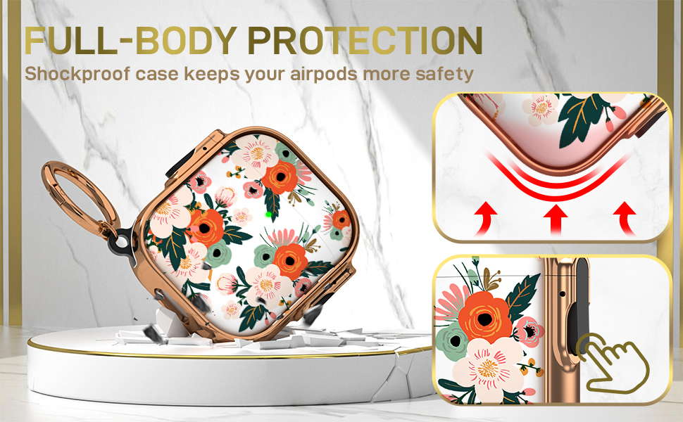 Maxjoy for AirPods Case Cover with Lock, Flower AirPod Case