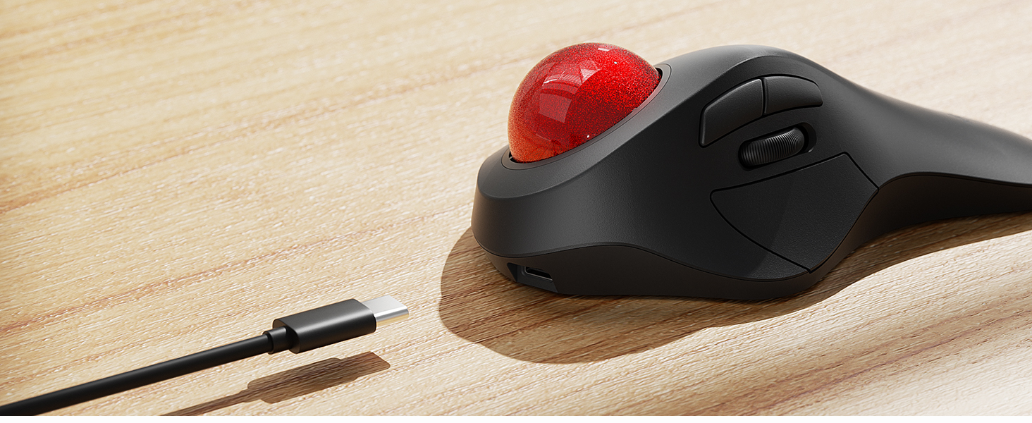 Nulea Kabellose Trackball-Maus, wiederaufladbares ergonomisches Design, Steuerung mit dem ...