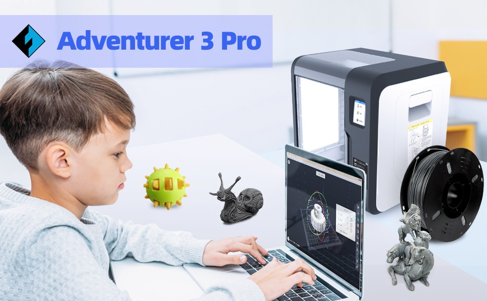 3D Printer Adventurer 3 Pro, Auto Leveling Glass Hot Bed