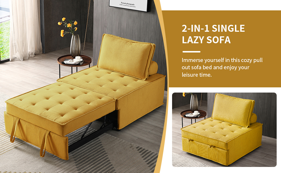 NIOIIKIT Convertible Pull Out Sleeper Sofa Bed, Modern