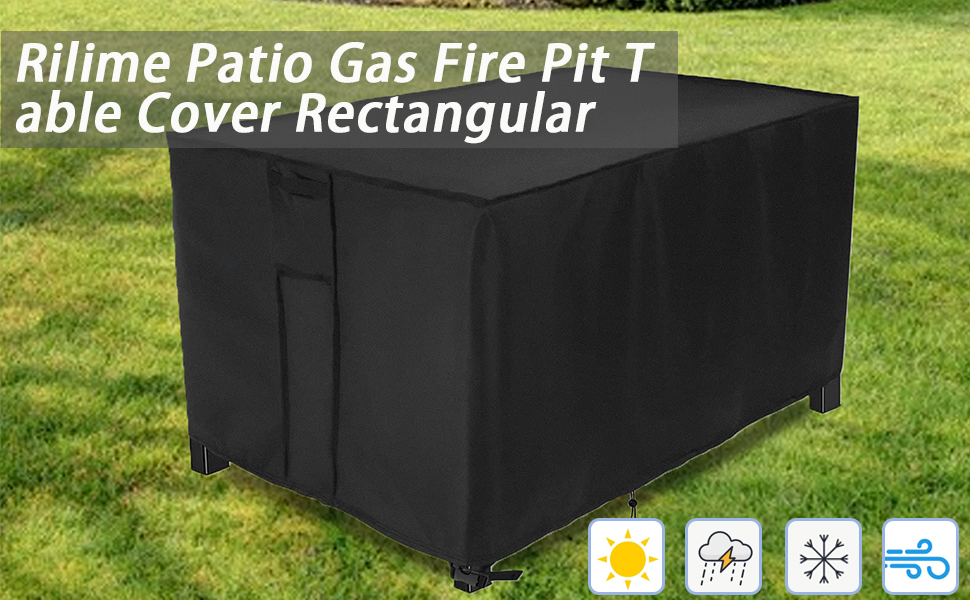 Rilime Fire Pit Cover Rectangular,Waterproof Fire Table