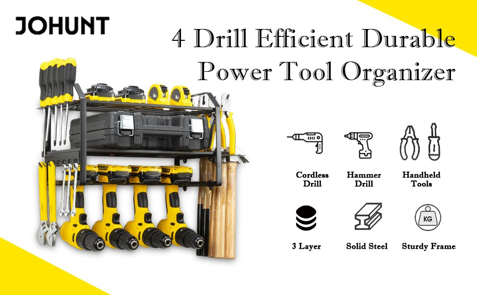 4 Drill Holder Wall Mount,Cordless Tool Organizer Storage