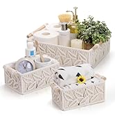 ZOOFOX Set of 3 Macrame Storage Basket, Boho Decor Handmade Woven Basket with Cloth Liner and Woo...
