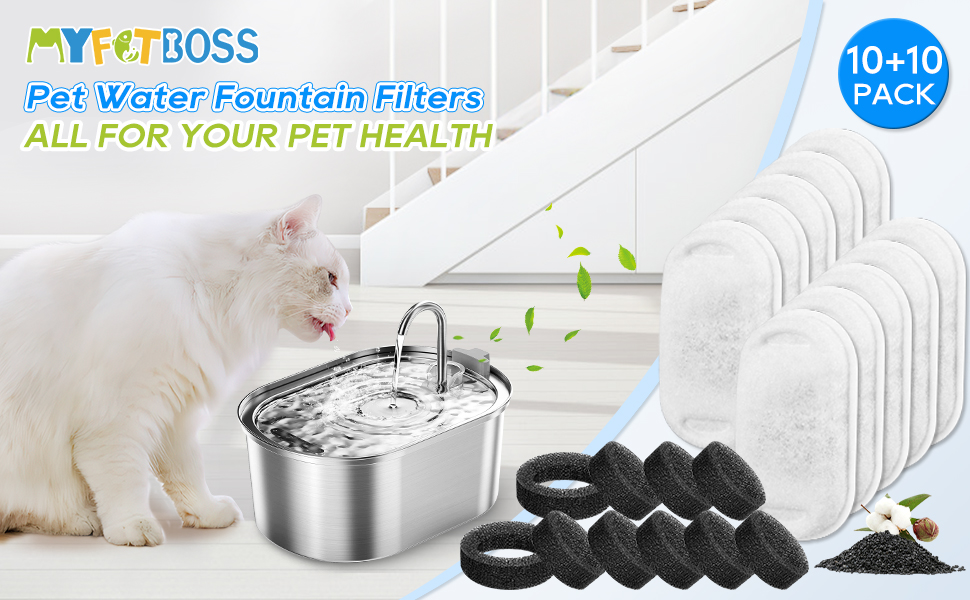 MyfatBOSS Cat Water Fountain Filter,20 Pack Cat Fountain Filter