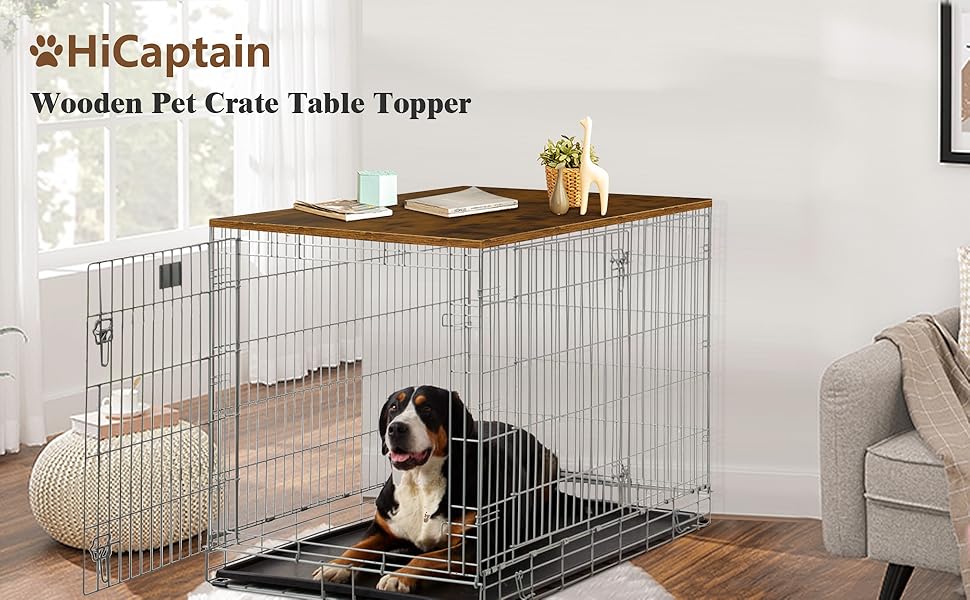 HiCaptain Dog Crate Topper 36 inch, Wood Dog Kennel Table
