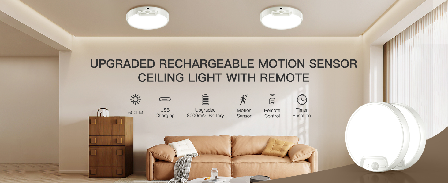 motion sensor ceiling light with remote