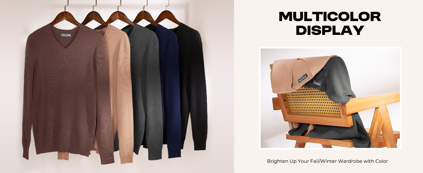 Mens Ribbed Knit Sweaters Casual Long sleeve Knitted Pullover Sweater