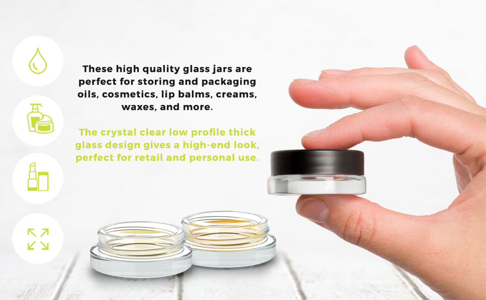 7ml Clear Glass Jar with Black Lid 5