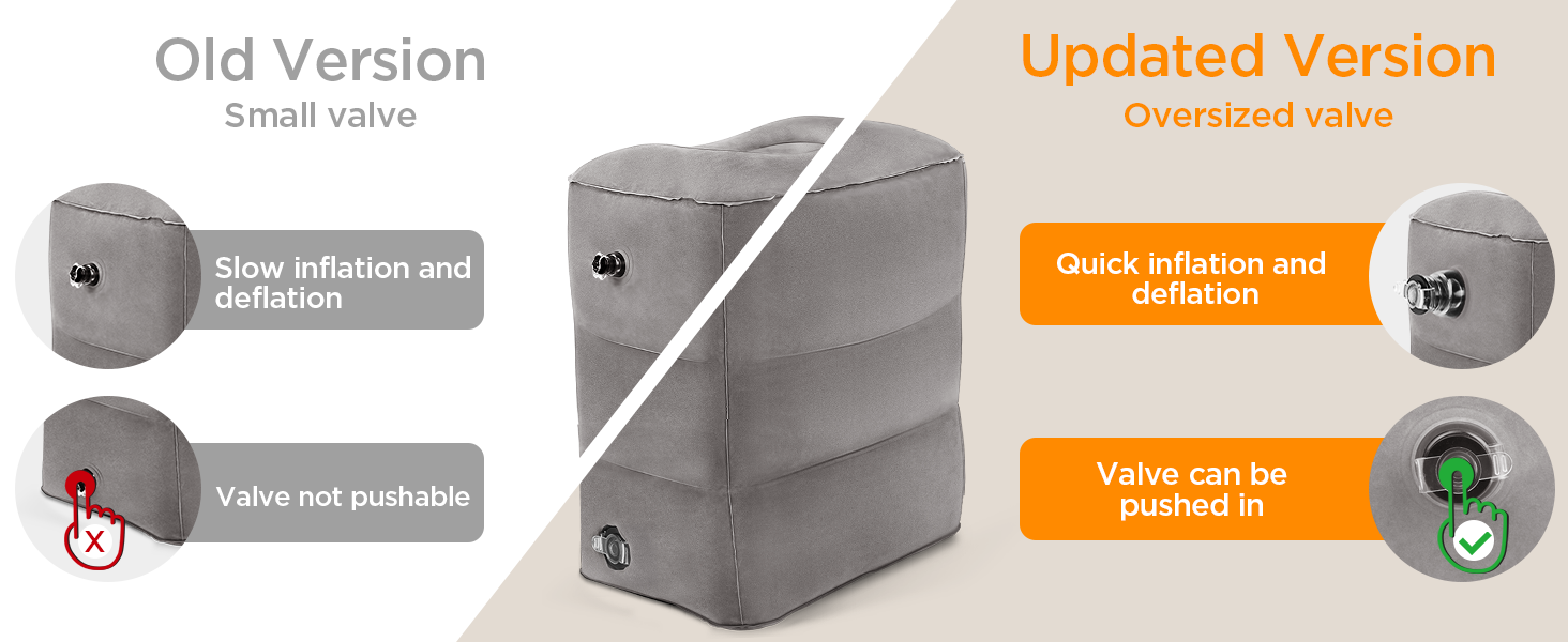 HOMCA Inflatable Travel Foot Rest Pillow, Adjustable Height