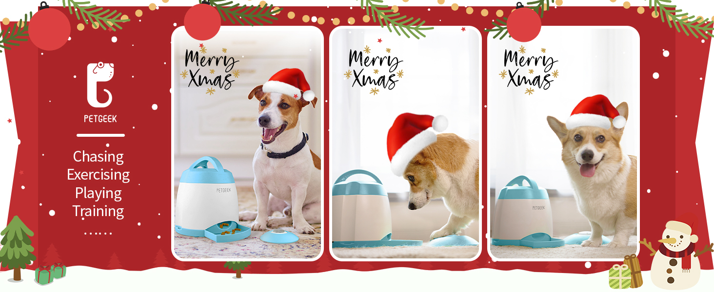 Pet Supplies PETGEEK Automatic Dog Treat Dispenser, Dog Puzzle Memory Training Activity Toy