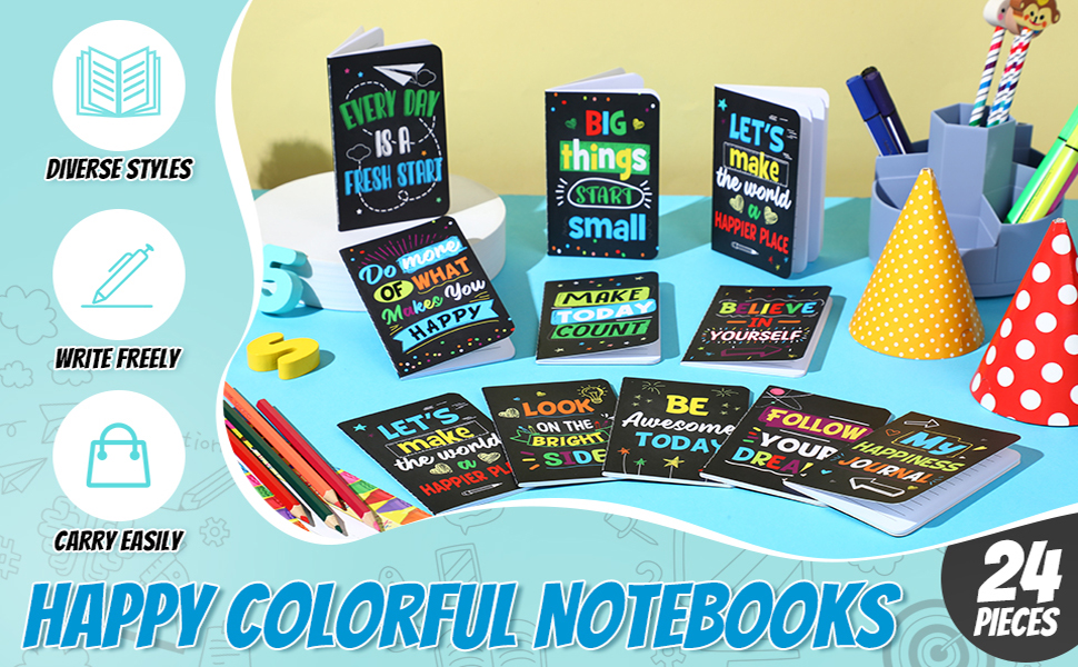 24 Pcs Mini Colorful Notebooks, Funny Motivational