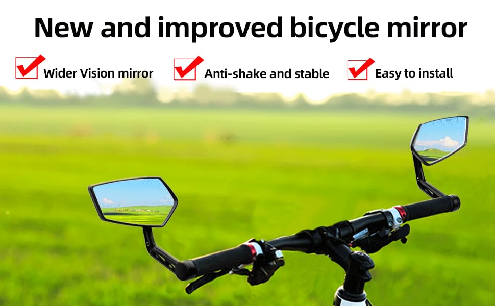 RBRL Bike Mirror Rotatable HD Safety Convex Bar End Bike Mirror, Scratch Resistant Wide Angle