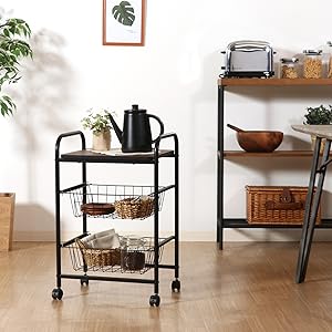 【新品未使用】キッチンワゴン ブラック :幅43×奥行29.5×高さ105cm 23123-select.jpg