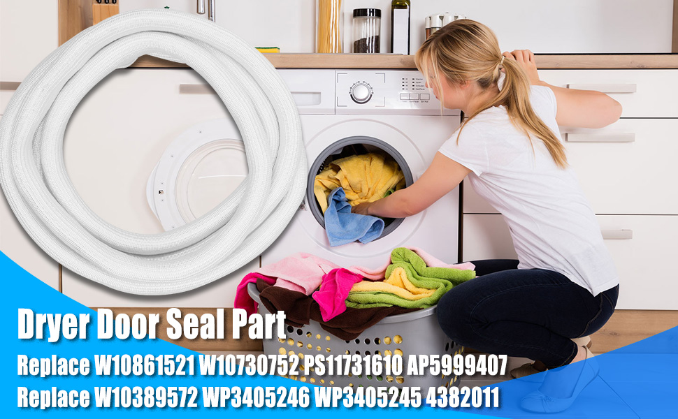Upgraded Dryer Door Seal with Glue Fit for Whirlpool