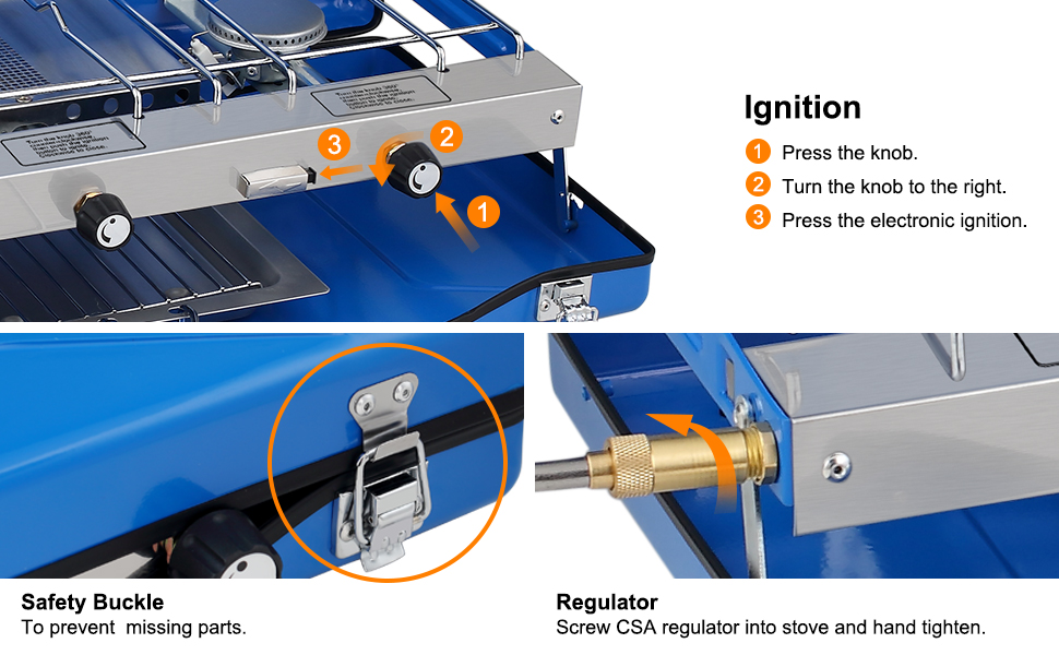Camplux Camping Stove 20,400 BTU, 1 Grill & 2 Burners