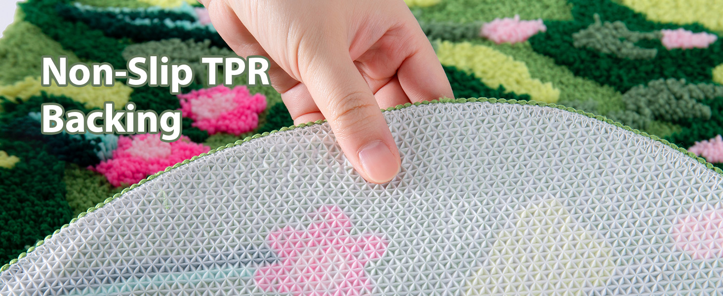 Green Moss Bathroom Flower Rug Bath Mat Non Slip Soft Absorbent Boho Bath Rugs Bathroom Floor Shower