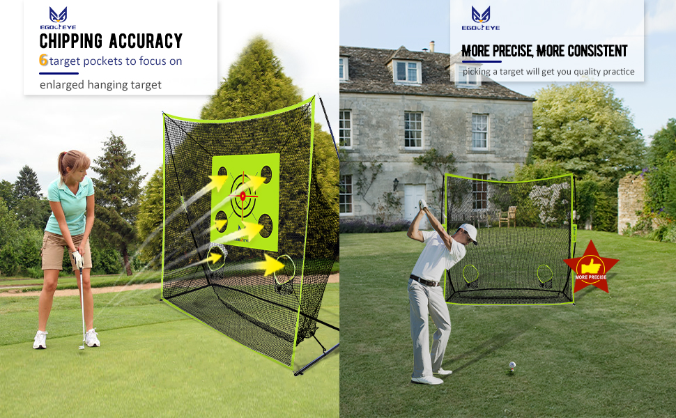 7x7.3ft EGOOIEYE Golf Hitting Training Aids Net with Tri