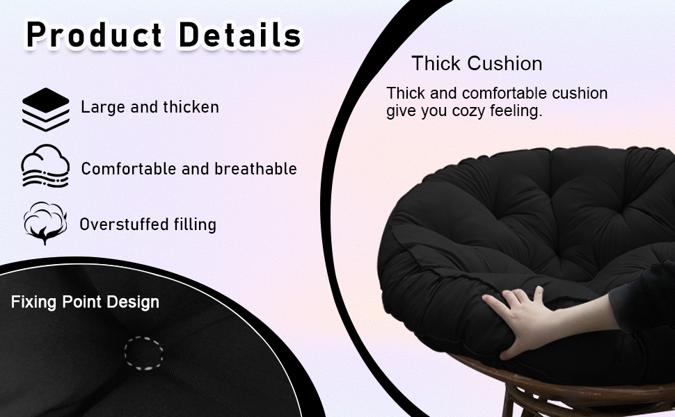 HILUHIDI 52 inch Papasan Chair Cushion Only, 13.23lbs
