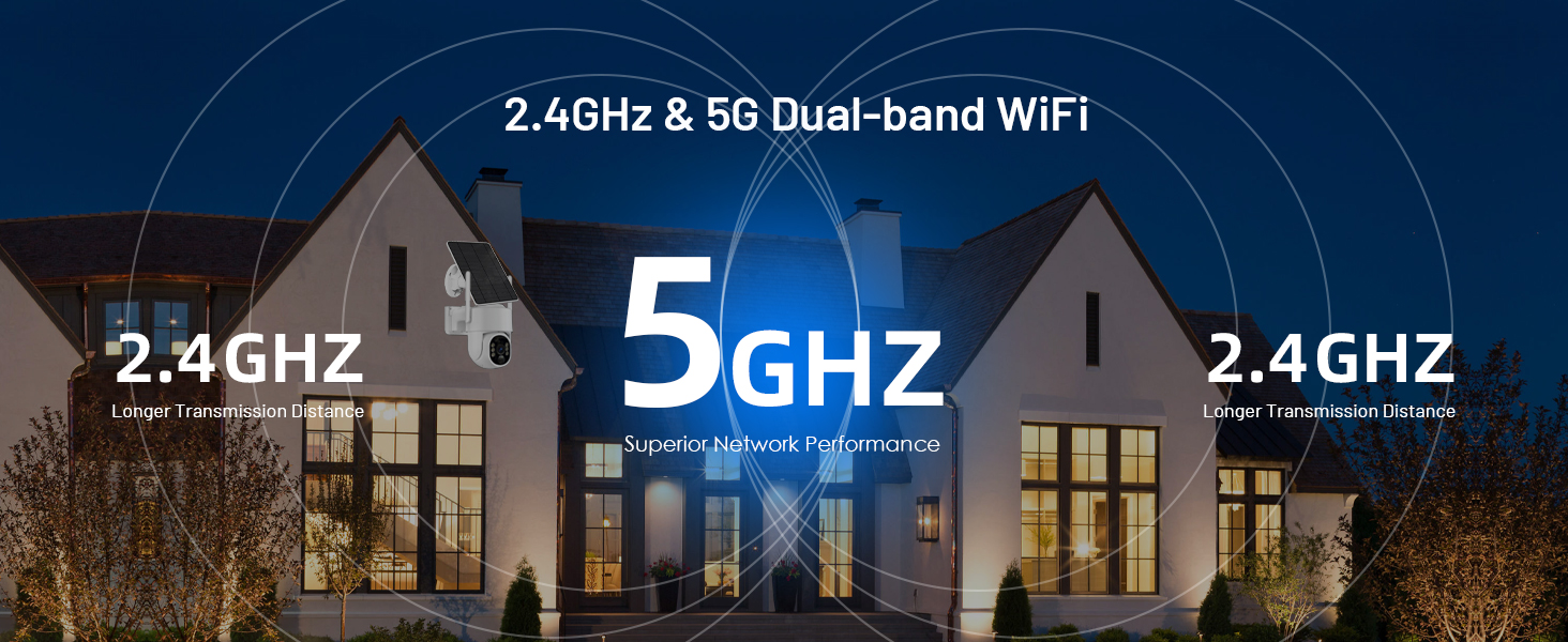 solar wifi camera outdoor wireless support 2.4Ghz and 5Ghz dual band wifi