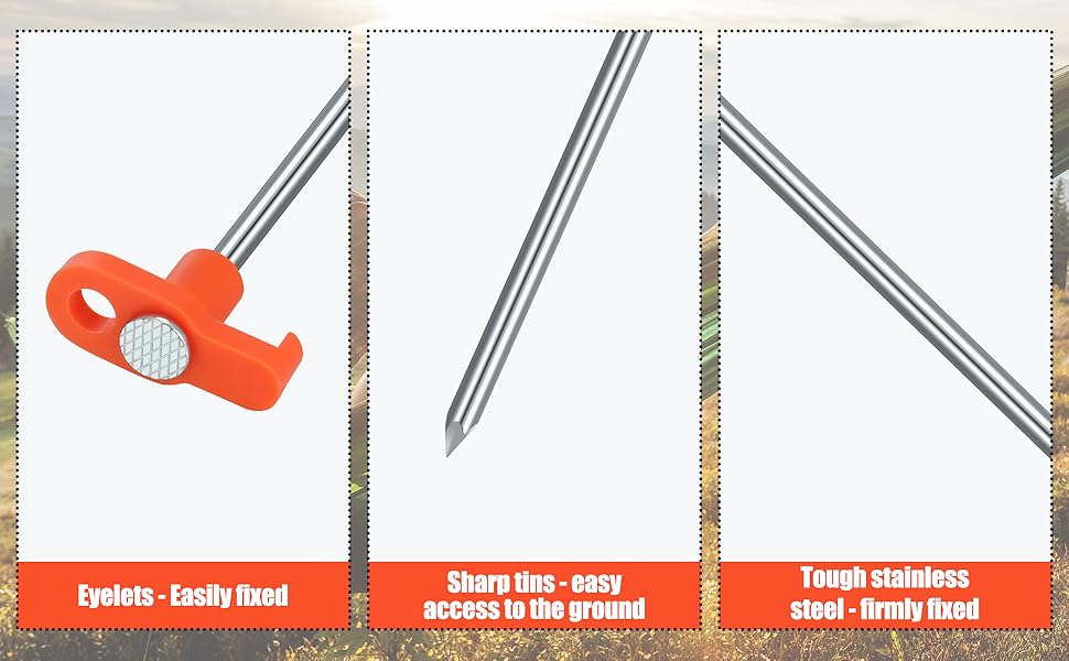 saerryor 10 Pack Tent Pegs Metal Heavy Duty Camping Pegs Awning Pegs