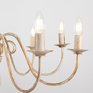 Large Retro Style 8 Way Ceiling Light Chandelier Fitting in a Distressed Effect Finish