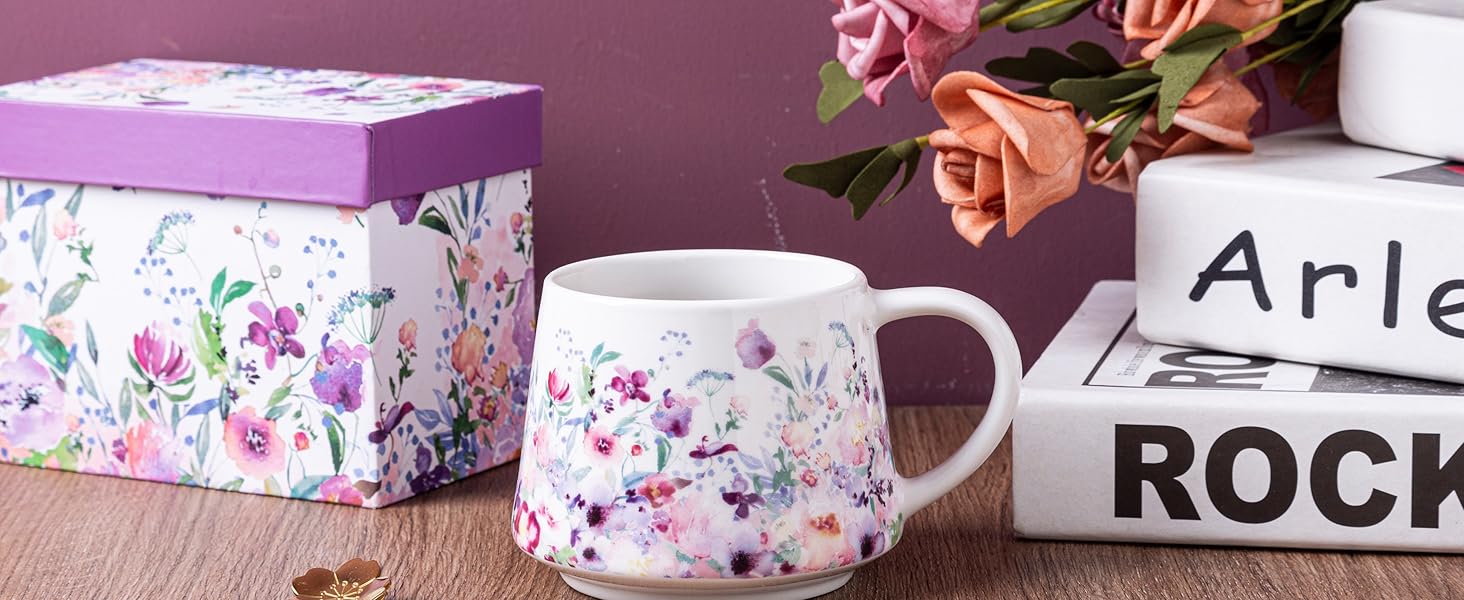 Voltogar Ceramic Mug Coffee Cup with Handle, Pink