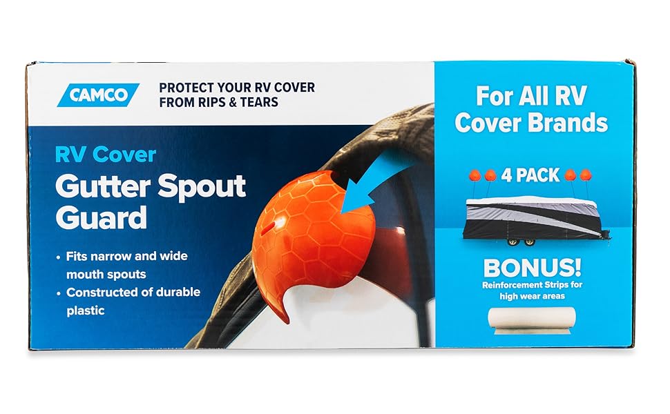 Camco 42260 RV Cover Gutter Spout Guard Kit with Adhesive RV Cover Reinforcement