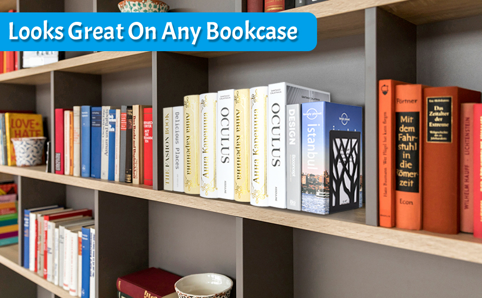 Metal BookendsHeavy Book Ends for Shelves,Book Shelf Holder Home