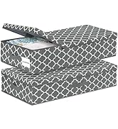 punemi Under Bed Storage Containers Bins With Lids, 6 Inches Tall Flat Underbed Clothes Storage W...